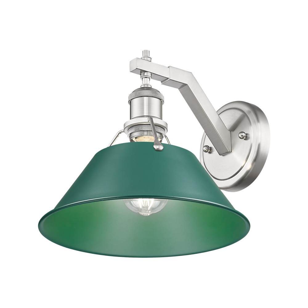 Yep by Golden Lighting Orwell 1-light Wall Sconce in Pewter and Pine Green shade